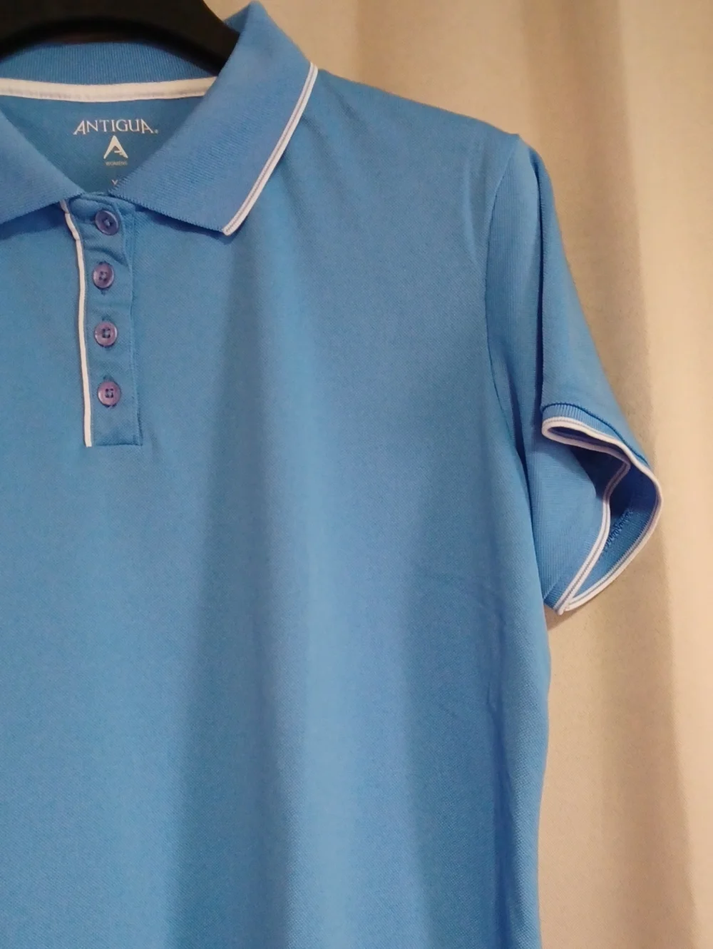 Antigua Women's Performance Golf Polo Shirt Light Blue White Trim Size XL - Picture 5 of 14